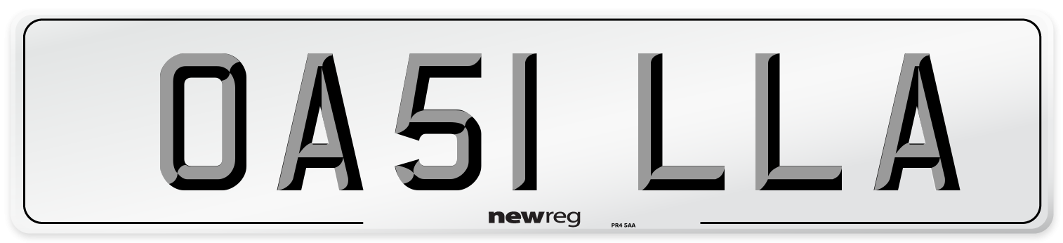 OA51 LLA Number Plate from New Reg